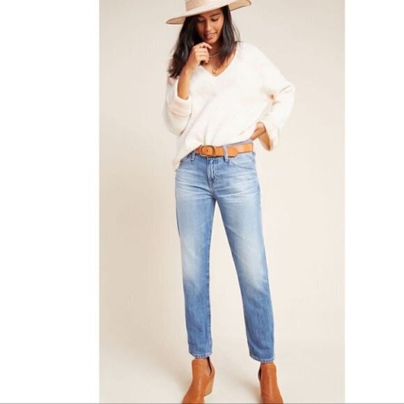 Anthropologie Maggie Oversized V-Neck Pink Cream Pullover Sweater Women's Medium - Picture 2 of 13